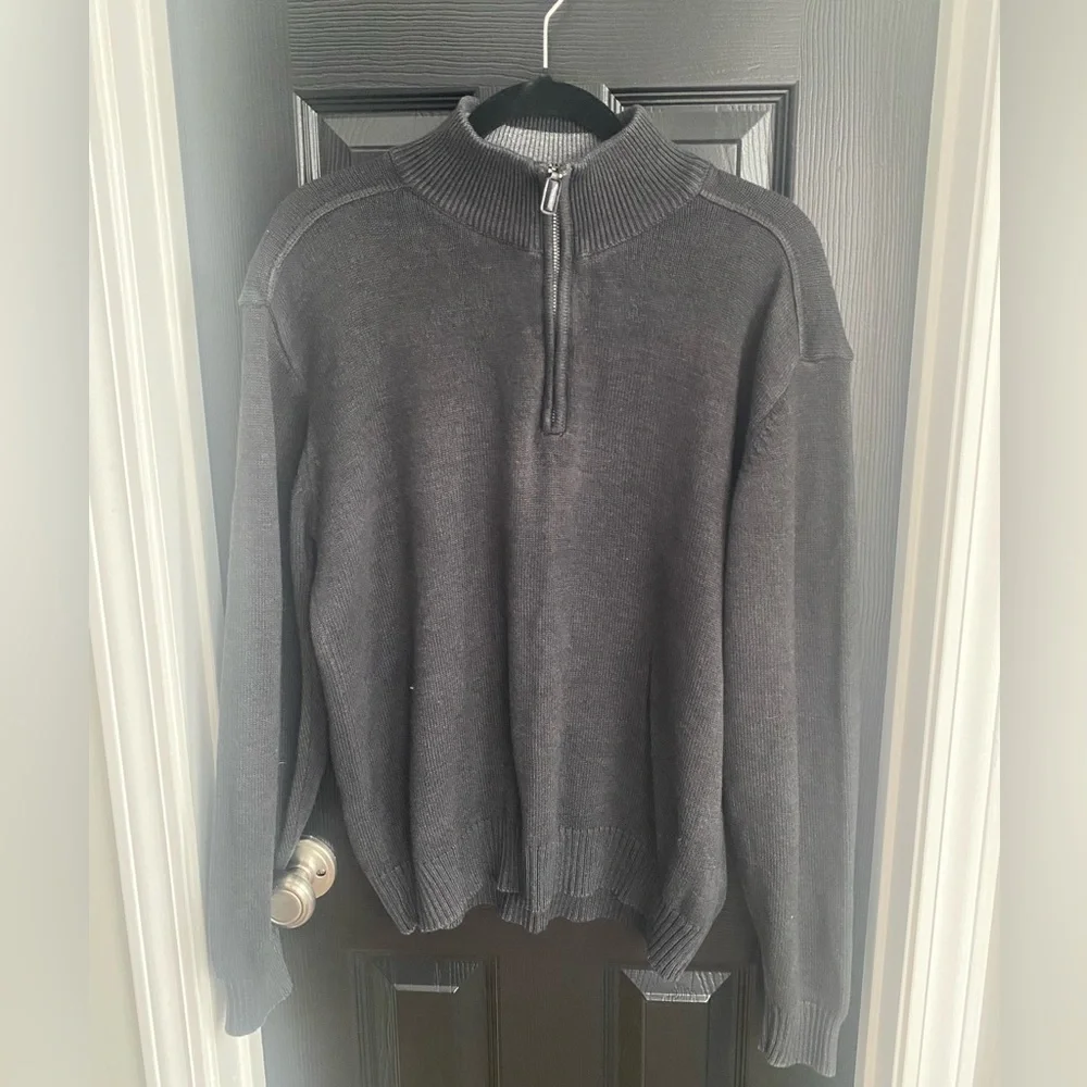 Oscar de la Renta Mens Gray Quarter-Zip Sweater-Size L